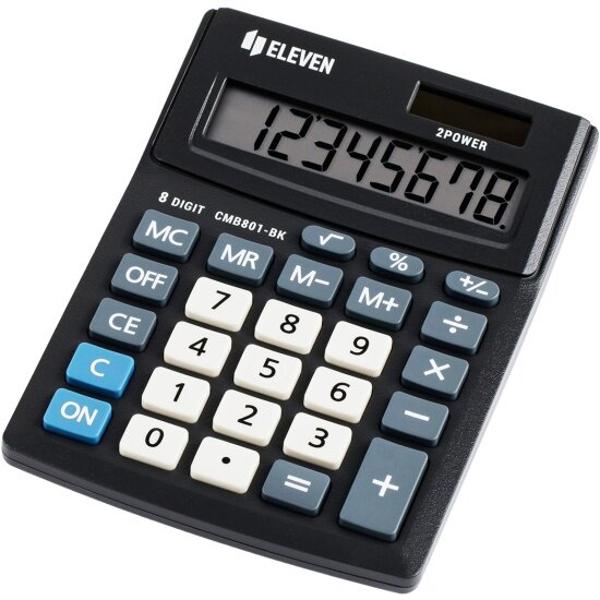 Калькулятор Eleven настольный Business Line CMB801-BK, 8 разрядов, двойное питание, 102*137*31мм, черный