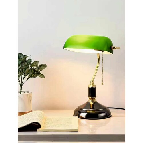 Настольная лампа VertexHome VER-082B, для офиса и кабинета, черный+золотой, E27, 1 лампа, 38х16х16 см