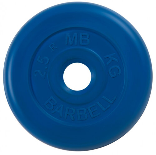 Диск MB Barbell d 26 мм обрезиненный, цветной 2,5 кг (синий)