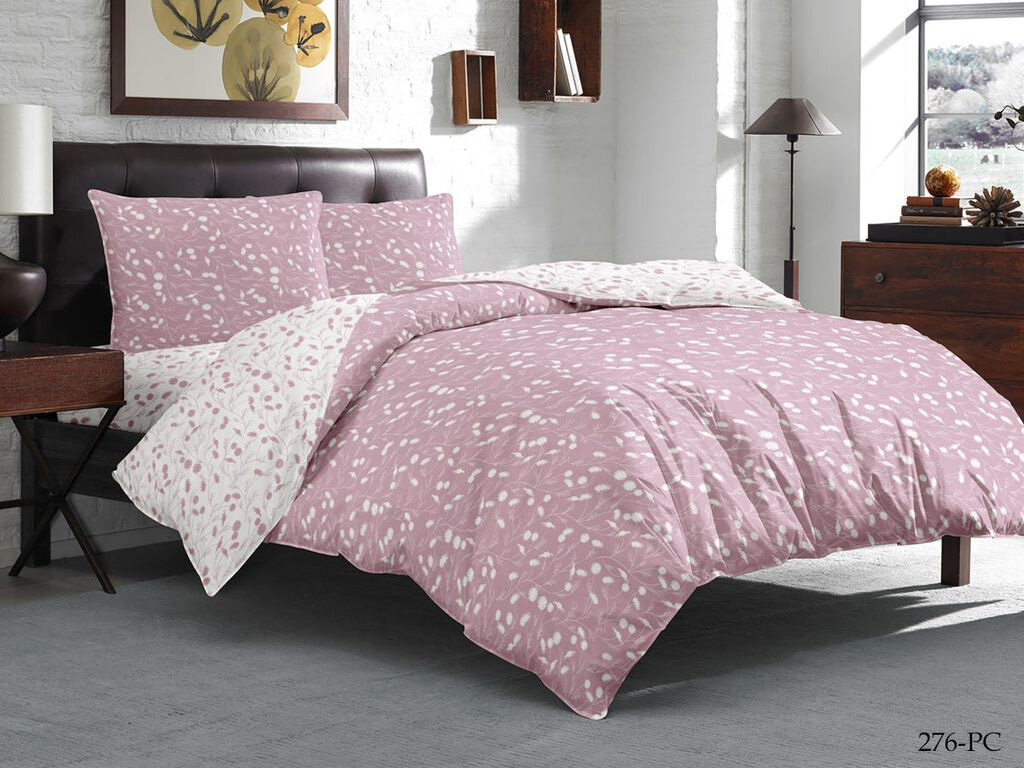 Комплект белья из поплина 276-PCE Cleo Home (розовый), Семейный (наволочки 50х70 и 70х70)