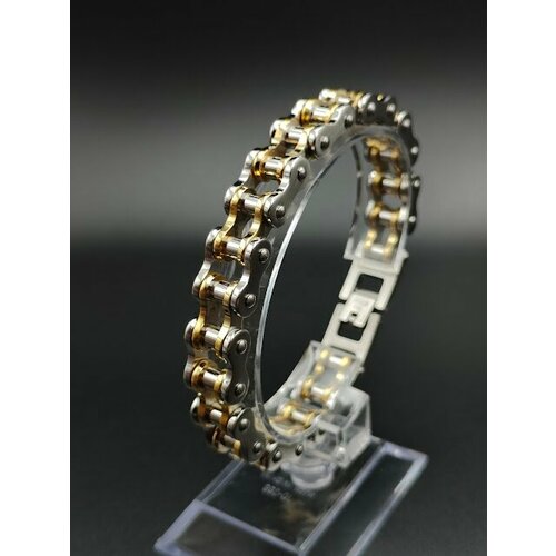 фото Браслет-цепочка браслет стальной с гайками серебро-золото, керамика, 1 шт., размер 21 см, размер one size, синий, серый reniva