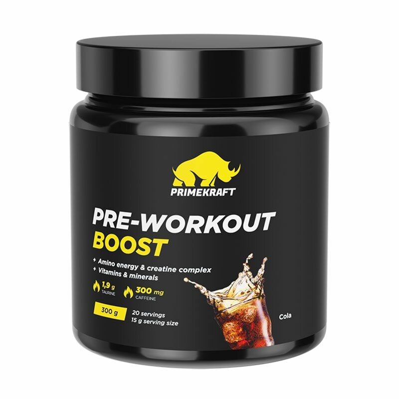 Предтренировочный комплекс Prime-Kraft PRE-Workout Boost, 300 г, вкус: кола