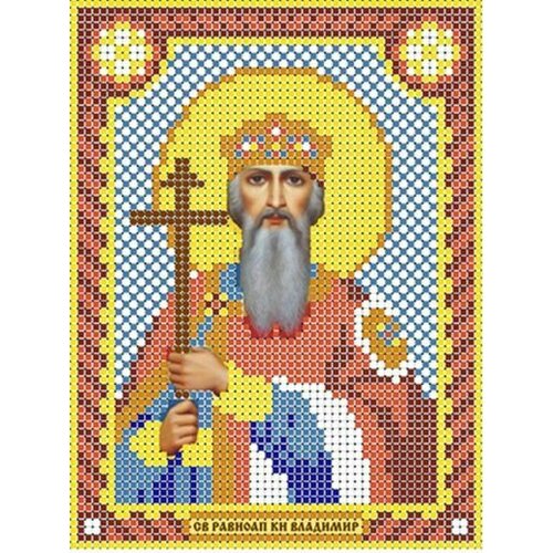 Схема для вышивания бисером (без бисера), именная икона "Святой Равноапостольный Князь Владимир" 12х16 см