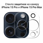 Стекло для защиты камеры iPhone 15 Pro / 15 Pro Max прозрачное - изображение