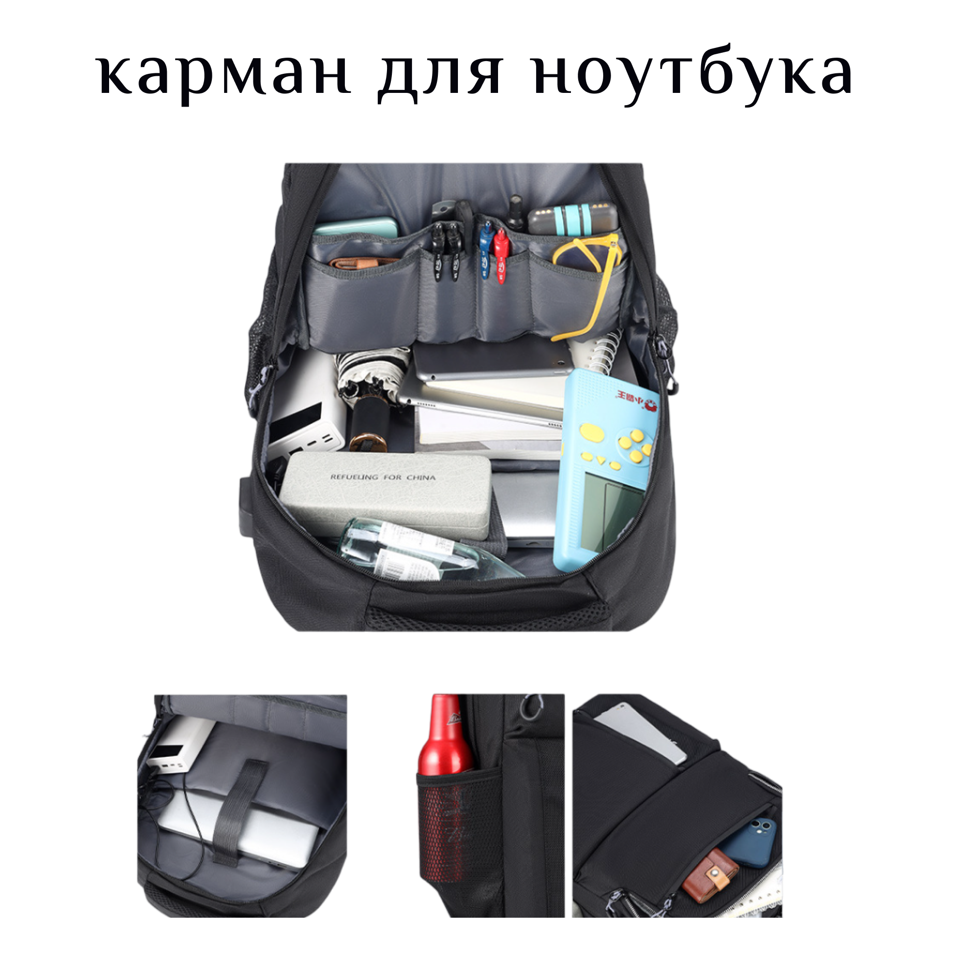 Рюкзак Steppen Wolf универсальный, городской, мужской, 30л, вес 500г, USB, 2 лямки, серый