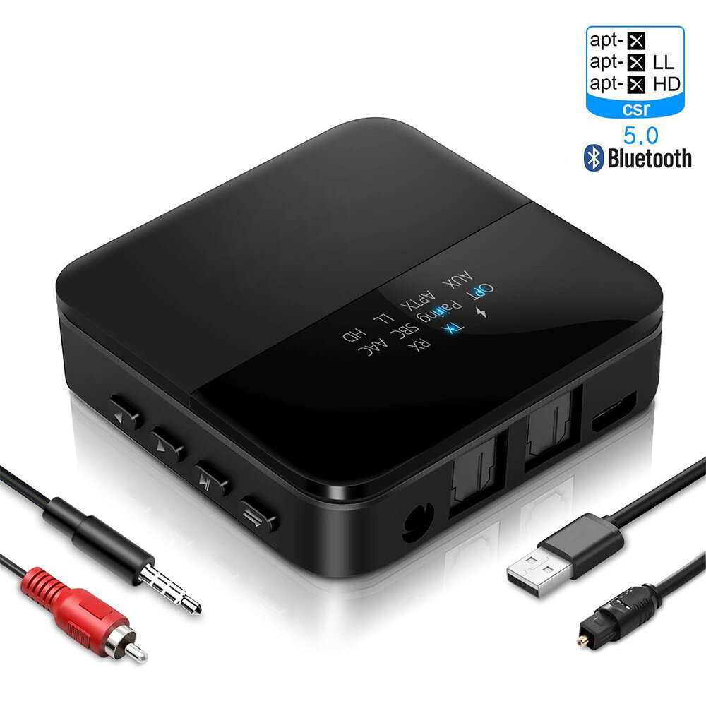 Адаптер Bluetooth Трансмиттер Ресивер (приёмник/передатчик аудио) Optical TosLink SPDIF AUX (CSR8675 AptX) B20 для двух наушников