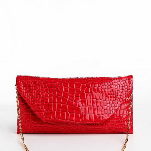 фото Сумка клатч сима-ленд, фактура под рептилию, красный сима-лэнд