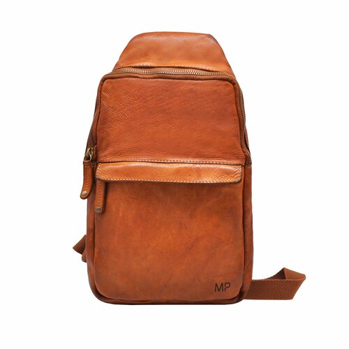 фото Сумка слинг marta ponti c260017 cognac, фактура гладкая, коричневый