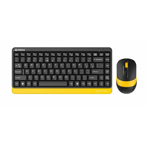 Клавиатура и мышь беспроводные A4TECH Fstyler FG1110 черный/желтый