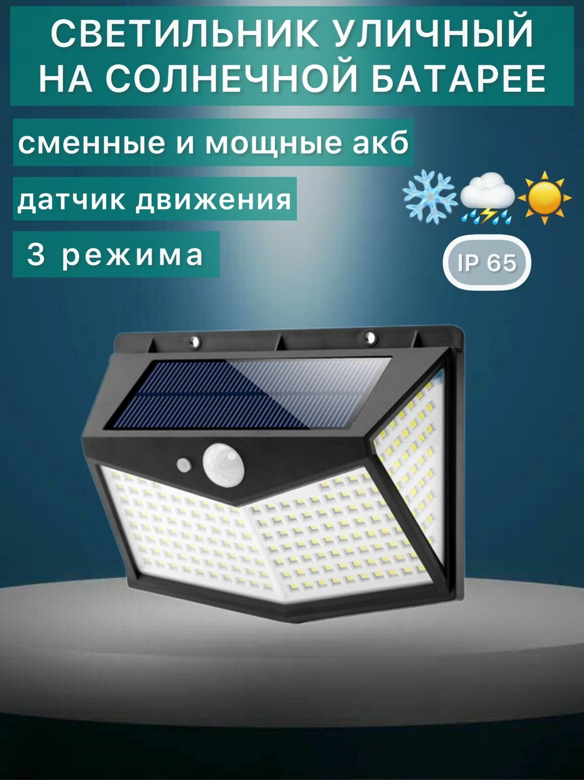 Светильник светодиодный уличный SL212LED на солнечной батарее с датчиком движения