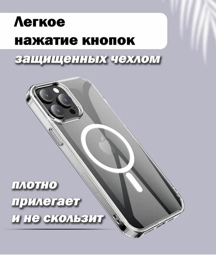 Чехол Magsafe Apple Iphone 12 promax прозрачный с защитой камеры