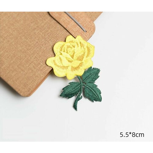 Термонашивка на одежду роза желтая декоративная аппликация