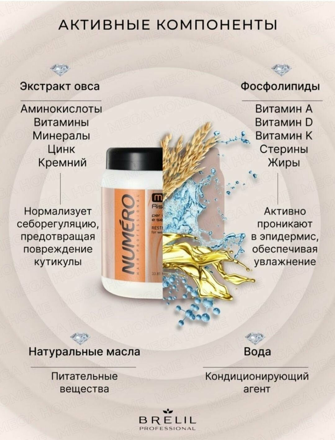 Brelil Professional Восстанавливающая маска для волос с эктрактом овса, 1000 мл (Brelil Professional, ) - фото №7