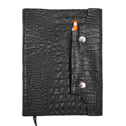 Черный кожаный ежедневник Shiva Leater с текстурой 