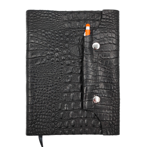 Черный кожаный ежедневник Shiva Leater с текстурой 
