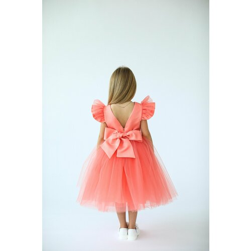 фото Школьное платье lizzi, размер 110/116, коралловый