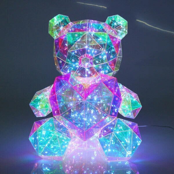Мишка с сердцем светящийся диодный / LED фигура / Ночник - фотография № 11