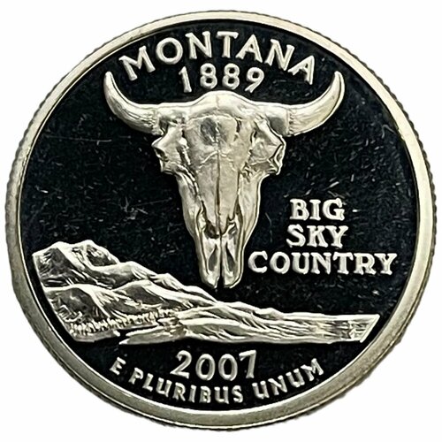 США 25 центов (1/4 доллара) 2007 г. (Квотеры 50 штатов - Монтана) (S) (Ag) (Proof)