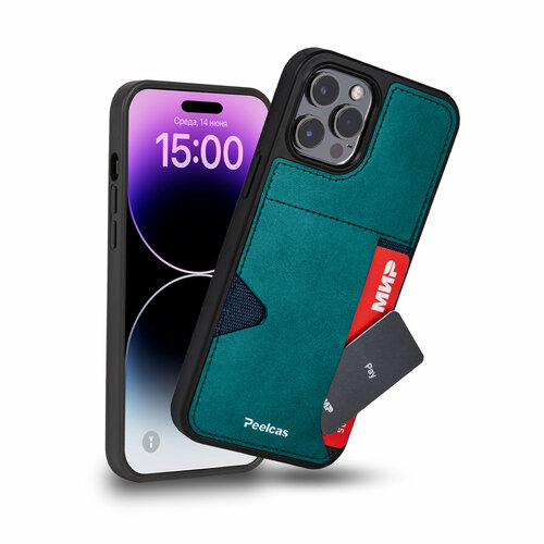 Чехол для iphone 14 pro max 6,7 с карманом для карт чехол для iphone 14 pro max с отделением для карт button card case хаки