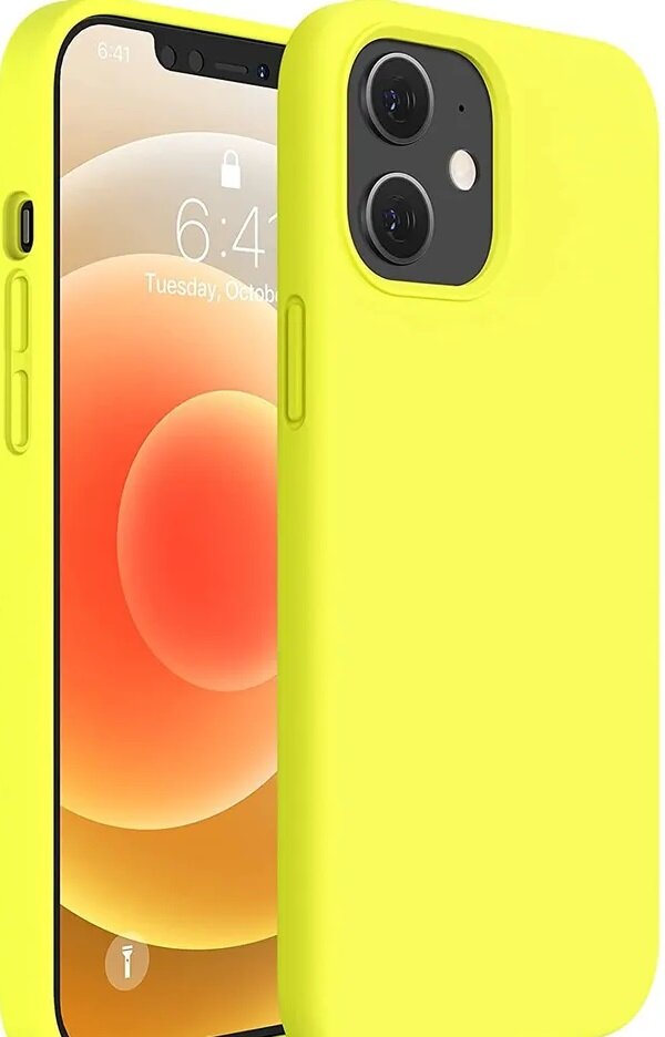 Чехол Silicone Case без логотипа с бархатной подложкой для iPhone 12 Mini Желтый (4)