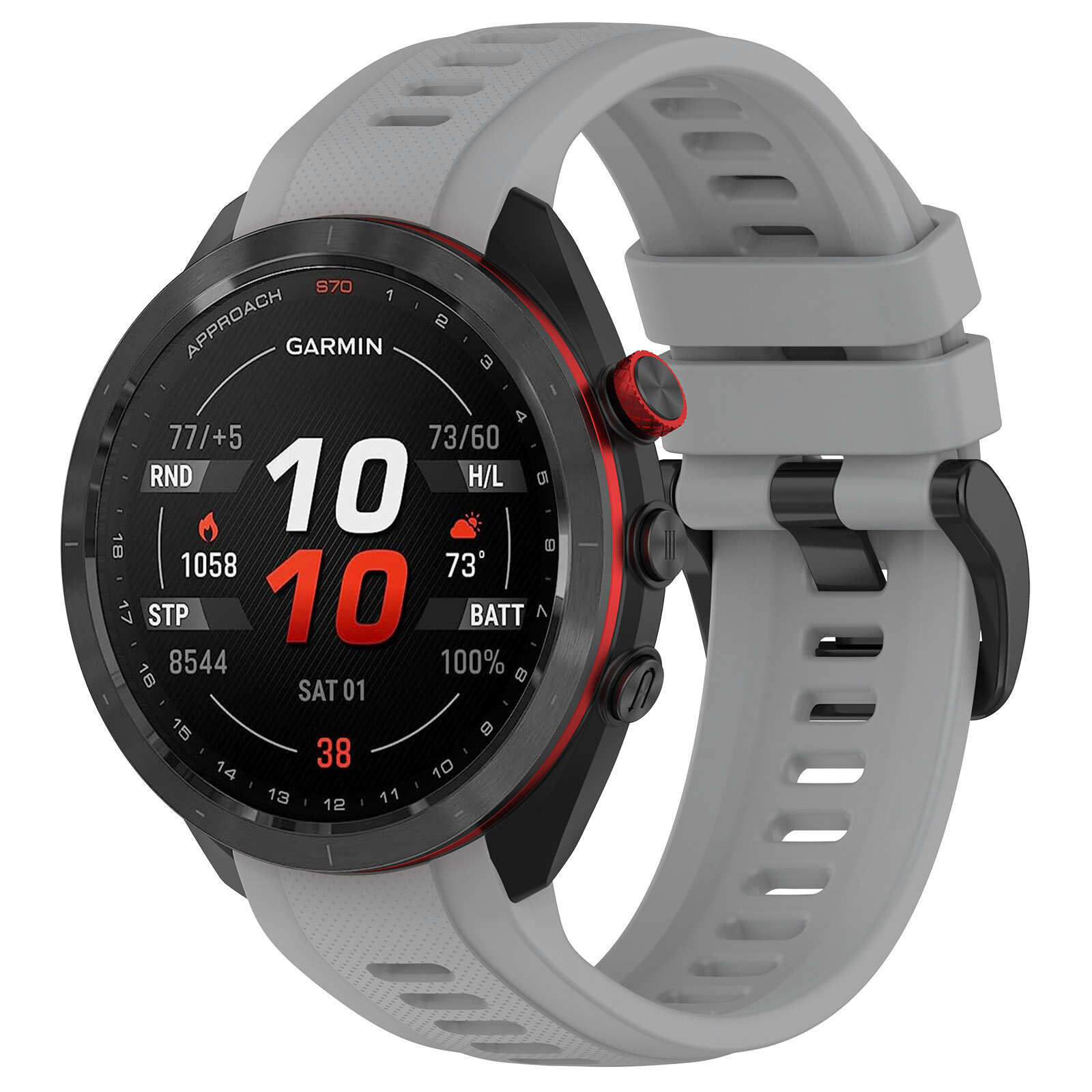 Силиконовый ремешок для Garmin Approach S70, 47 мм, черная пряжка, серый