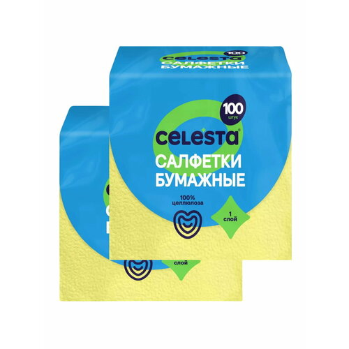 Бумажные салфетки Celesta желтые 24 х 24 см. 100 шт./упак. х 2 упак. салфетки meule econom rags универсальные 22x22 см 180 шт