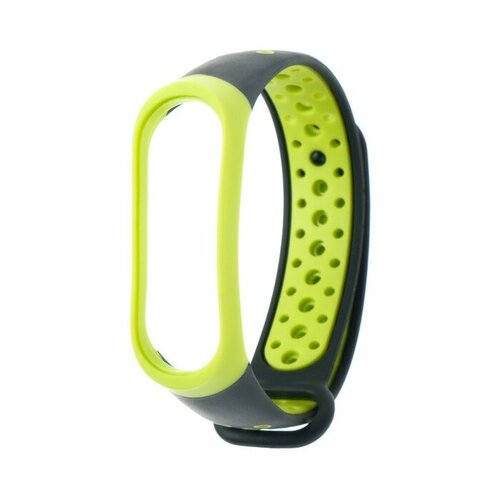 Ремешок для фитнес-браслета Luazon Home Mi Band 3, 4 с перфорацией, черно-зеленый зеленый, черный