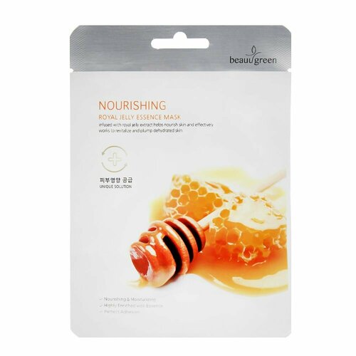 Тканевая маска с маточным молочком Premium Royal jelly Essence Mask, 23гр, BeauuGreen, 8809389030644