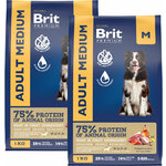 BRIT PREMIUM DOG ADULT MEDIUM для взрослых собак средних пород с индейкой и телятиной (1 + 1 кг) - изображение