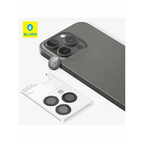 Защитное стекло для камеры iPhone 15 Pro BlueO Camera Lens PVD stainless steel 3 шт. Black