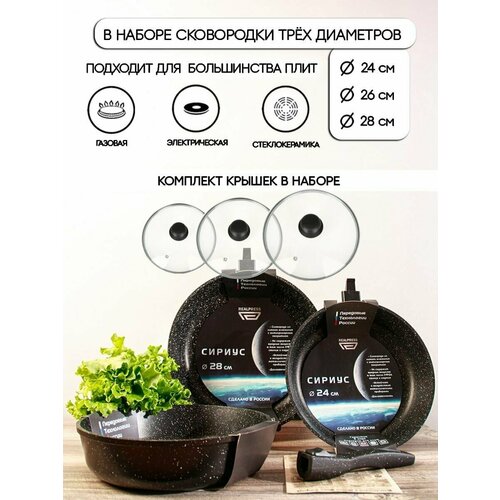 Набор сковородок с крышками