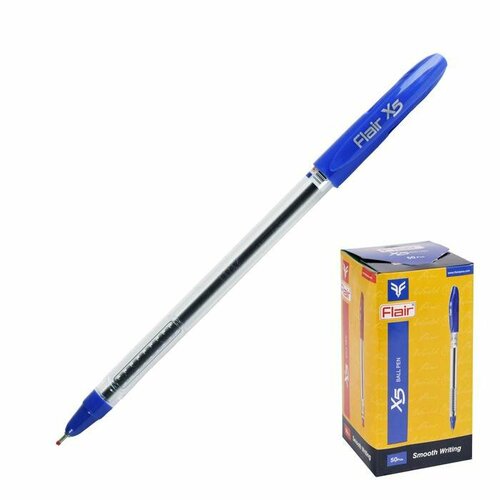 Ручка шариковая Flair X-5, узел-игла 0.7 мм, масляная основа, стержень синий, 50 шт.