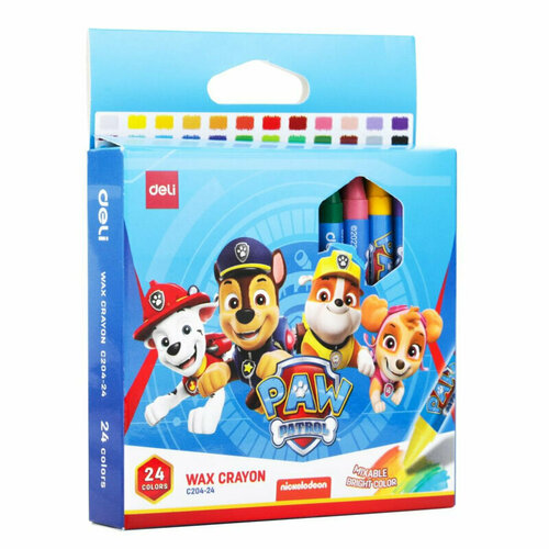 Мелки восковые Deli Paw Patrol, наб. 24 цв, синяя коробка, круглые, EC204-24, 1761113