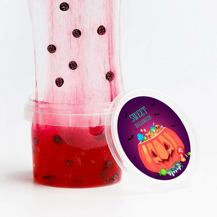 фото Слайм «Стекло», красный слайм с декоративным наполнителем, 90 г