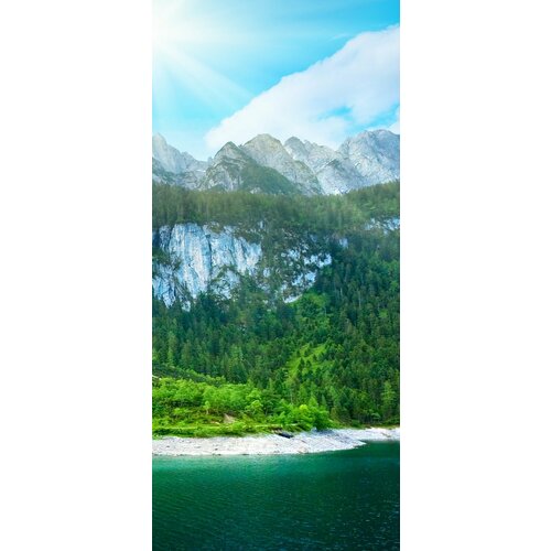 Самоклеящиеся фотообои Альпийское озеро в горах, размер: 90x200 см