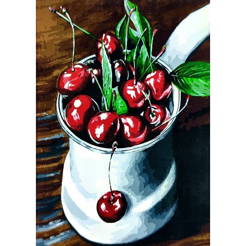 Картина по номерам натюрморт, полевые цветы , 40x50см , цветение яблони, Paintboy, букет цветов , тюльпаны, сирень, ягоды, фрукты, вишня, черешня