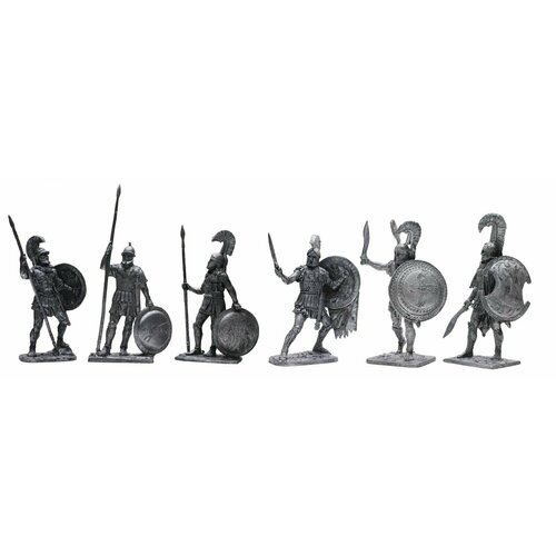 Греки Гоплиты №2ЕК (6 н/к) в картонной коробке набор оловянных солдатиков некрашеных