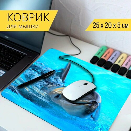 Коврик для мыши с принтом Дельфин, море, вода 25x20см. коврик для мыши с принтом дельфинарий море дельфин 25x20см