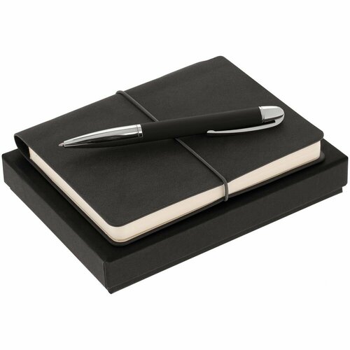 Набор Business Diary Mini, черный, 17х13х2,9 см, искусственная кожа; металл; покрытие софт-тач; переплетный картон