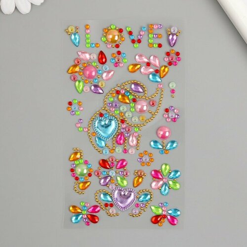 Декоративные украшения из страз Слонёнок и цветочки 596₽