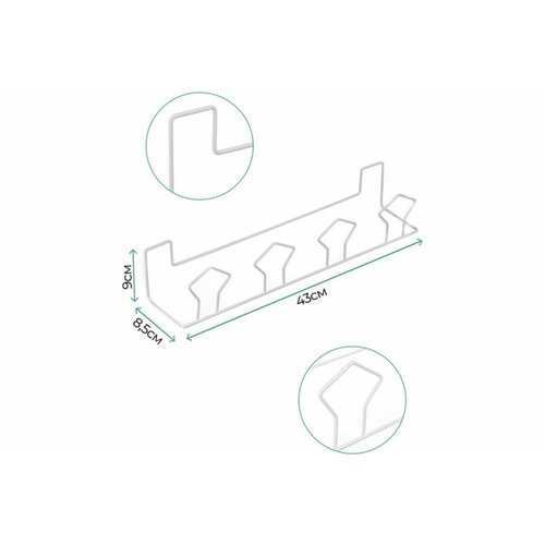 Union Полка для обуви +крючки 2ШТ подвесная 2 ряда, 43x9х8,5см Union (12920) 21BT1224W