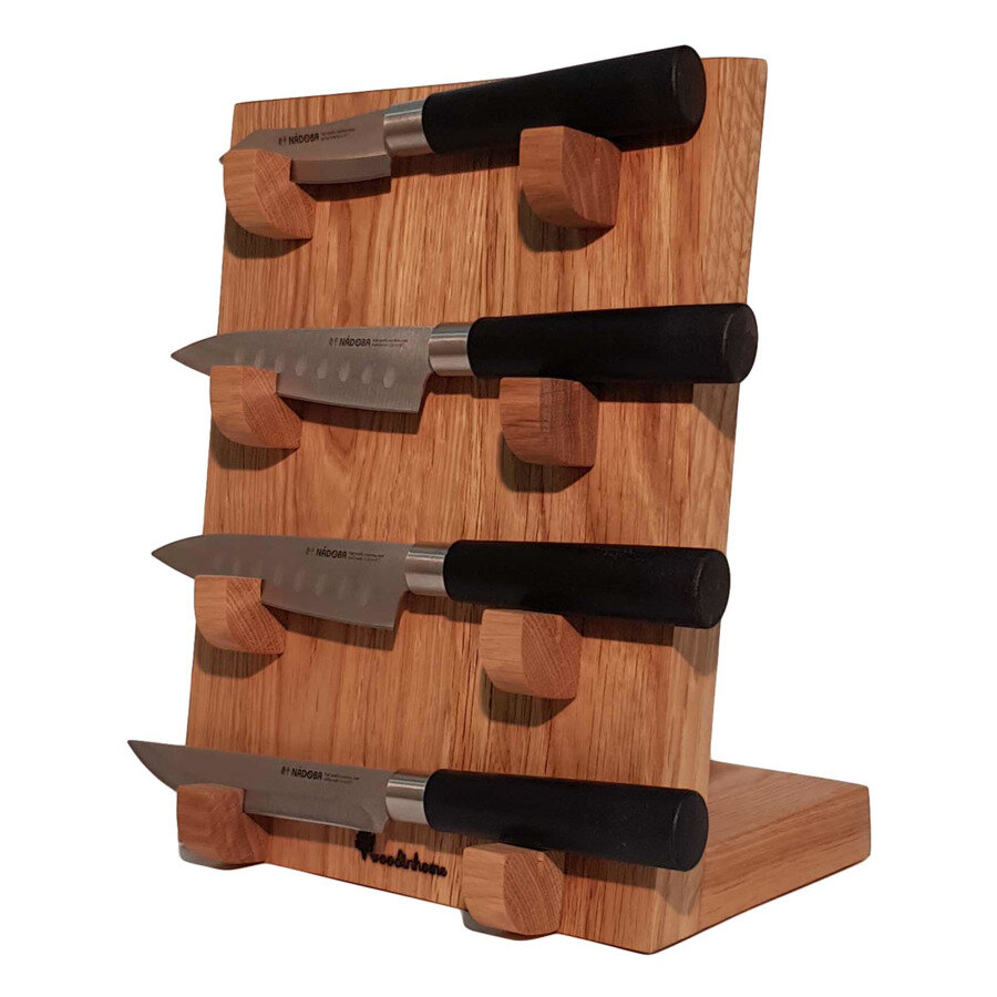 Подставки И Держатели Для Ножей Xiaomi Подставка настольная для 4 кухонных ножей Woodinhome 20х12,5х26см, дуб