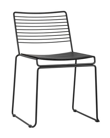 фото Стул обеденный Danny черный металл с черной подушкой из экокожи