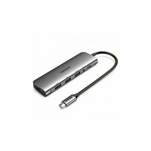 Адаптер UGREEN CM136 (80132) USB C to 3? USB 3.0+HDMI+3.5mm (2-in-1)+PD Adapter серый