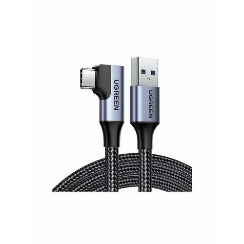 Кабель UGREEN US385 (20299) USB-A Male to USB-C Male 3.0 3A 90-Degree Angled Cable. 1 м. черный переходник vention usb 2 0 a male to 2 in 1 usb c