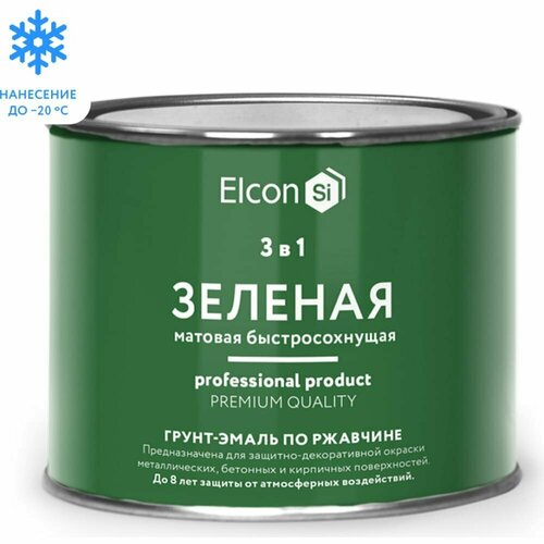 Быстросохнущая краска по ржавчине Elcon (3 в 1 по металлу; матовая; зеленая; 0,4 кг) 00-00462642 elcon быстросохнущая грунт эмаль 3 в 1 по ржавчине краска по металлу серая 0 4 кг 00 00462646