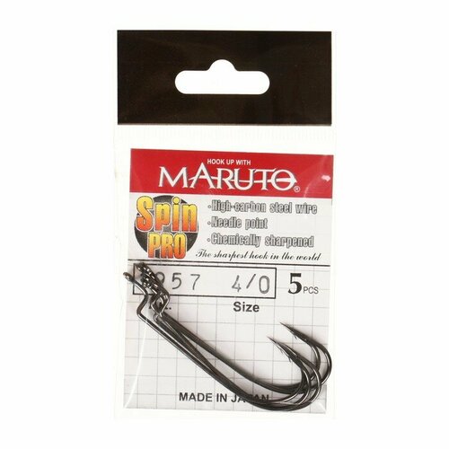фото Крючки офсетные maruto, серия spin pro 1957, цвет bn, № 4/0, 5 шт.