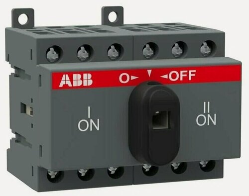 Изображение товара Электро рубильник реверсионный ABB 40А OT40F3C 3х-полюсный на DIN- рейку с резерв ручкой 1SCA104913R1001