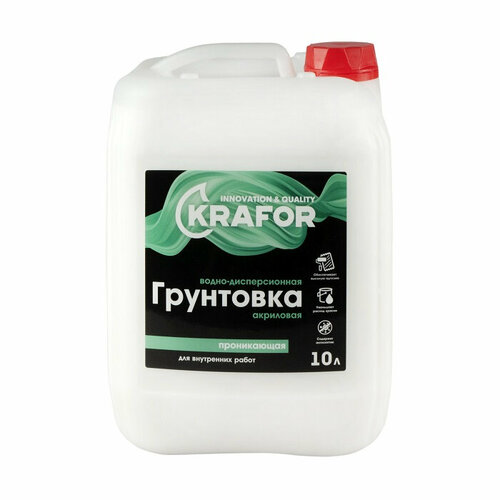 Грунтовка для внутренних работ KRAFOR 10 л грунтовка unis для внутренних работ 10 л