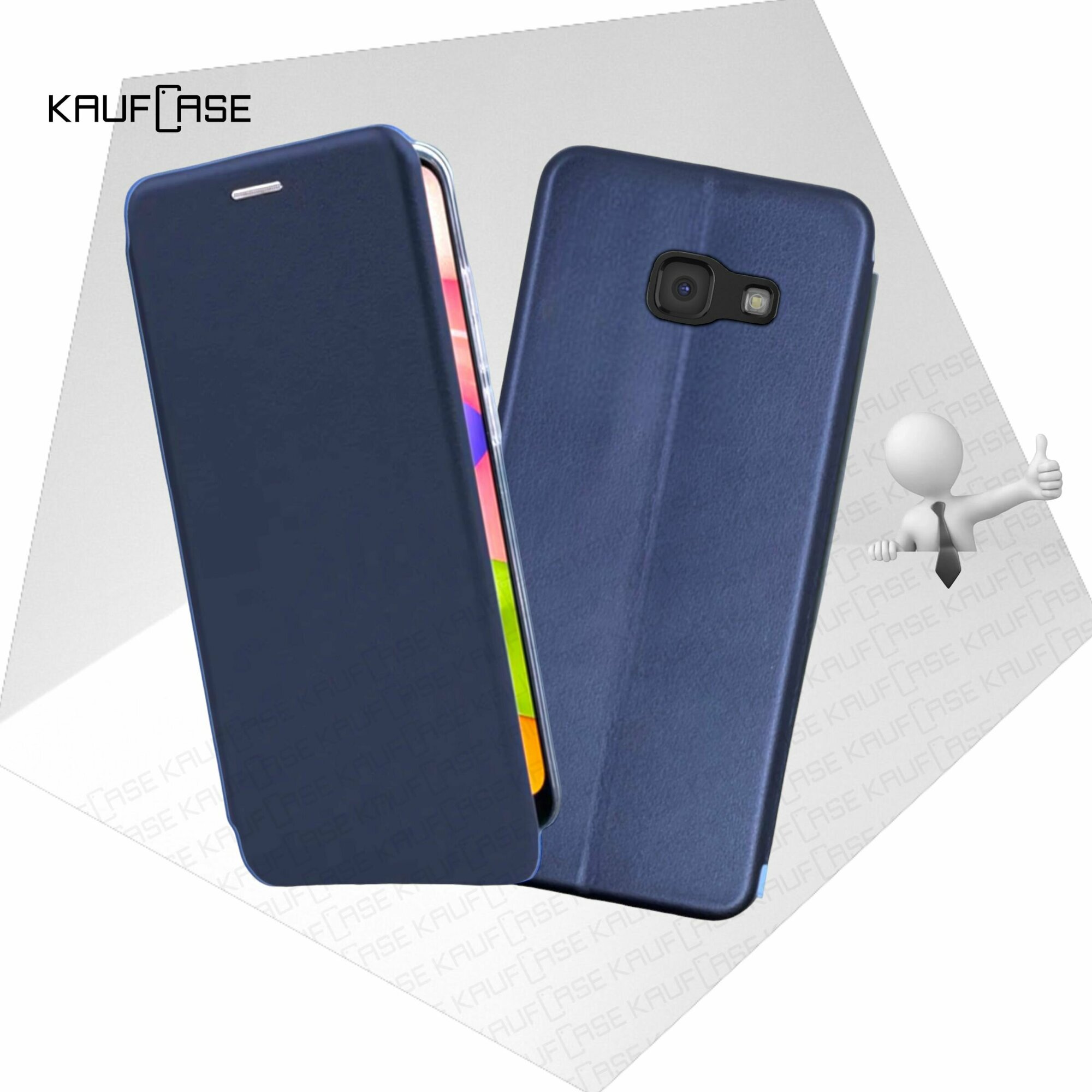 Чехол книжка KaufCase для телефона Samsung A5 2017 (A520) (5.2"), темно-синий. Трансфомер